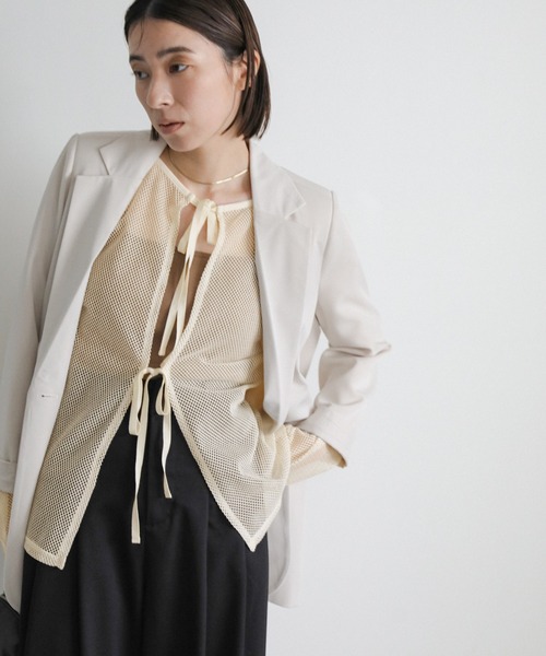 select MOCA(セレクトモカ)の「【ZOZO限定】メッシュリボンブラウス(シャツ/ブラウス・レディース・ブラック/アイボリー・FREE)」の14枚目の写真