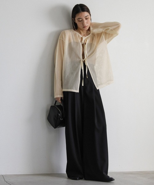 select MOCA(セレクトモカ)の「【ZOZO限定】メッシュリボンブラウス(シャツ/ブラウス・レディース・ブラック/アイボリー・FREE)」の5枚目の写真