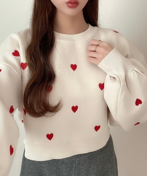 the toeアイボリー ハート刺繍 ニットセーター the toeアイボリー ハート刺繍 ニットセーター THE TOE NOTTING-HILL