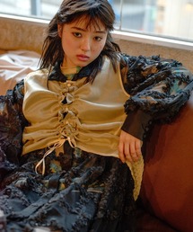 heki ヘキ プリーツドロスト両前ベストブラウス