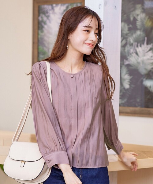 Tiaclasse（ティアクラッセ）の「シアーピンタックブラウス（シャツ/ブラウス・レディース・ピンク/アイボリー/グレー/チャコールグレー・M/L）」の14枚目の写真