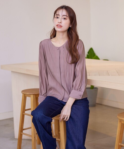 Tiaclasse（ティアクラッセ）の「シアーピンタックブラウス（シャツ/ブラウス・レディース・ピンク/アイボリー/グレー/チャコールグレー・M/L）」の17枚目の写真