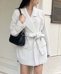 one after another NICE CLAUP | ベルト付きツイードテーラードジャケット/spring premium order(テーラードジャケット)