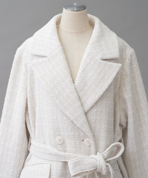 one after another NICE CLAUP（ワンアフターアナザーナイスクラップ）の「ベルト付きツイードテーラードジャケット（テーラードジャケット・レディース・ピンク/アイボリー/ブラック系その他・FREE）」の17枚目の写真