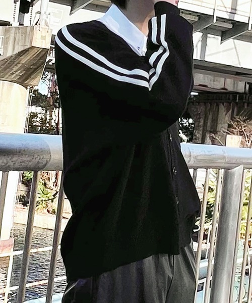 Figments(フィグメンツ)の「サイドラインカーディガン(カーディガン/ボレロ・レディース・ブラック/グレー・FREE)」の15枚目の写真