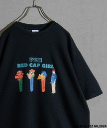 【1】〔PEZ×Red Cap Girl〕別注とろみポンチ イラストプリント サイドスリット BIG TEE