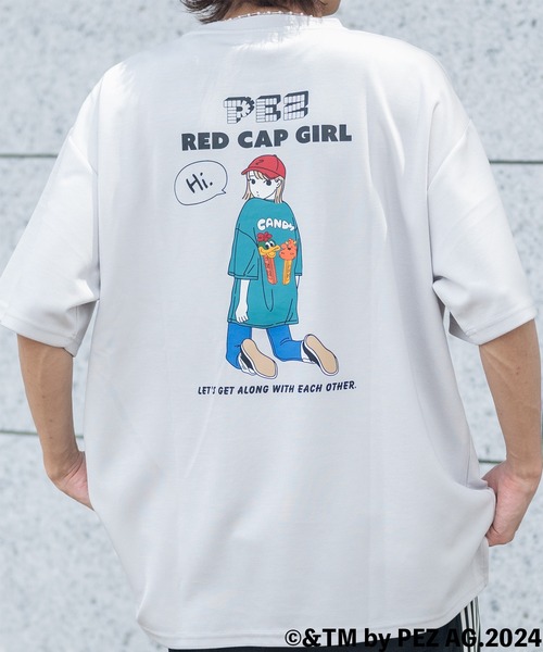 Red Cap Girl（レッドキャプガール）の「【a-r】〔PEZ×Red Cap Girl〕別注とろみポンチ イラストプリント サイドスリット BIG TEE（Tシャツ/カットソー・メンズ・ホワイト系1/ホワイト系2/ブラック系1/ブラック系2/グレー系1/グレー系2/ベージュ系1/ベージュ系2/ブルー系1/ブルー系2・MEDIUM/LARGE/X-LARGE）」の5枚目の写真