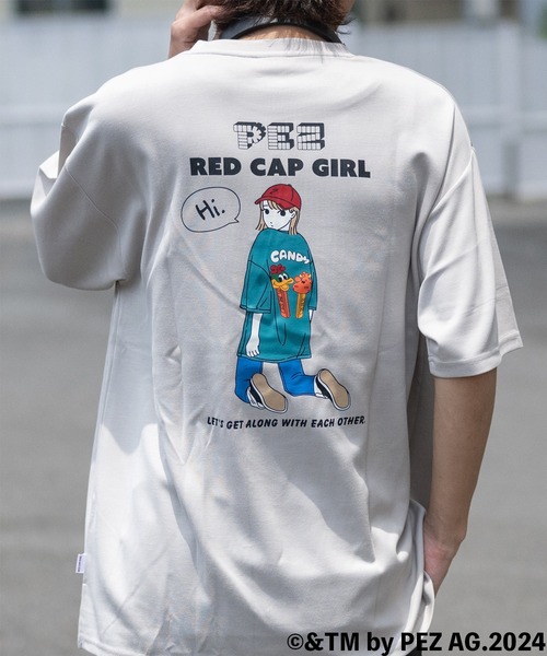 Red Cap Girl（レッドキャプガール）の「【a-r】〔PEZ×Red Cap Girl〕別注とろみポンチ イラストプリント サイドスリット BIG TEE（Tシャツ/カットソー・メンズ・ホワイト系1/ホワイト系2/ブラック系1/ブラック系2/グレー系1/グレー系2/ベージュ系1/ベージュ系2/ブルー系1/ブルー系2・MEDIUM/LARGE/X-LARGE）」の7枚目の写真