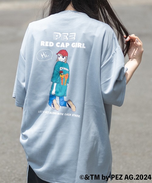 Red Cap Girl（レッドキャプガール）の「【a-r】〔PEZ×Red Cap Girl〕別注とろみポンチ イラストプリント サイドスリット BIG TEE（Tシャツ/カットソー・メンズ・ホワイト系1/ホワイト系2/ブラック系1/ブラック系2/グレー系1/グレー系2/ベージュ系1/ベージュ系2/ブルー系1/ブルー系2・MEDIUM/LARGE/X-LARGE）」の9枚目の写真