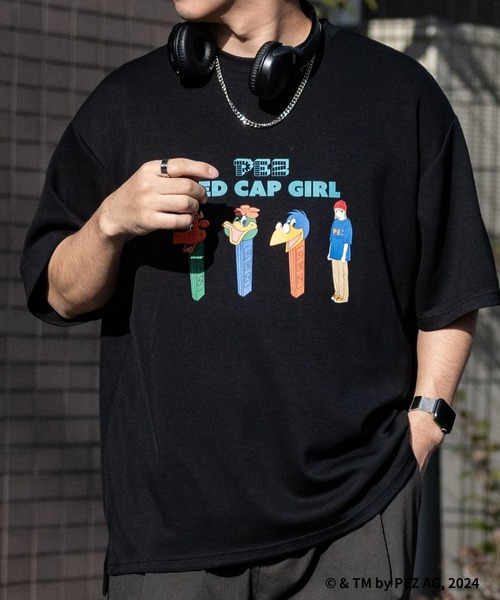 Red Cap Girl（レッドキャプガール）の「【a-r】〔PEZ×Red Cap Girl〕別注とろみポンチ イラストプリント サイドスリット BIG TEE（Tシャツ/カットソー・メンズ・ホワイト系1/ホワイト系2/ブラック系1/ブラック系2/グレー系1/グレー系2/ベージュ系1/ベージュ系2/ブルー系1/ブルー系2・MEDIUM/LARGE/X-LARGE）」の17枚目の写真