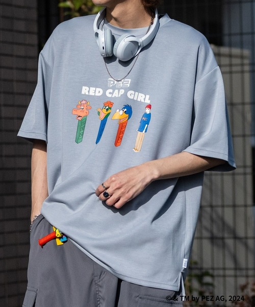 Red Cap Girl（レッドキャプガール）の「【a-r】〔PEZ×Red Cap Girl〕別注とろみポンチ イラストプリント サイドスリット BIG TEE（Tシャツ/カットソー・メンズ・ホワイト系1/ホワイト系2/ブラック系1/ブラック系2/グレー系1/グレー系2/ベージュ系1/ベージュ系2/ブルー系1/ブルー系2・MEDIUM/LARGE/X-LARGE）」の11枚目の写真
