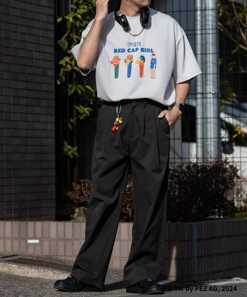 Red Cap Girl（レッドキャプガール）の「【a-r】〔PEZ×Red Cap Girl〕別注とろみポンチ イラストプリント サイドスリット BIG TEE（Tシャツ/カットソー・メンズ・ホワイト系1/ホワイト系2/ブラック系1/ブラック系2/グレー系1/グレー系2/ベージュ系1/ベージュ系2/ブルー系1/ブルー系2・MEDIUM/LARGE/X-LARGE）」の22枚目の写真