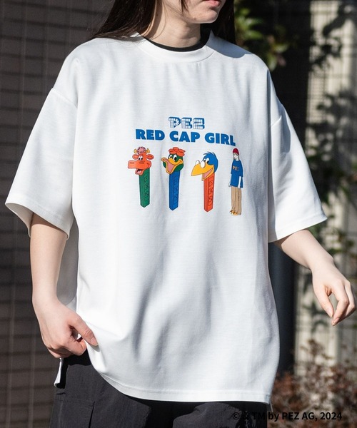 Red Cap Girl（レッドキャプガール）の「【a-r】〔PEZ×Red Cap Girl〕別注とろみポンチ イラストプリント サイドスリット BIG TEE（Tシャツ/カットソー・メンズ・ホワイト系1/ホワイト系2/ブラック系1/ブラック系2/グレー系1/グレー系2/ベージュ系1/ベージュ系2/ブルー系1/ブルー系2・MEDIUM/LARGE/X-LARGE）」の20枚目の写真
