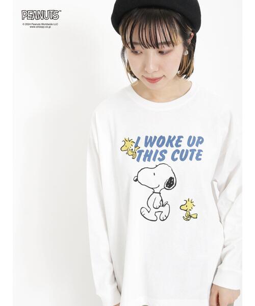 Samansa Mos2(サマンサ モスモス)の「【PEANUTS×SamansaMos2】プリントロンT(Tシャツ/カットソー・レディース・チャコールグレー/キナリ/オフホワイト・F)」の4枚目の写真