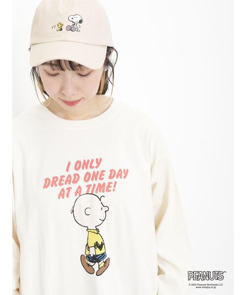 Samansa Mos2(サマンサ モスモス)の「【PEANUTS×SamansaMos2】プリントロンT(Tシャツ/カットソー・レディース・チャコールグレー/キナリ/オフホワイト・F)」の5枚目の写真