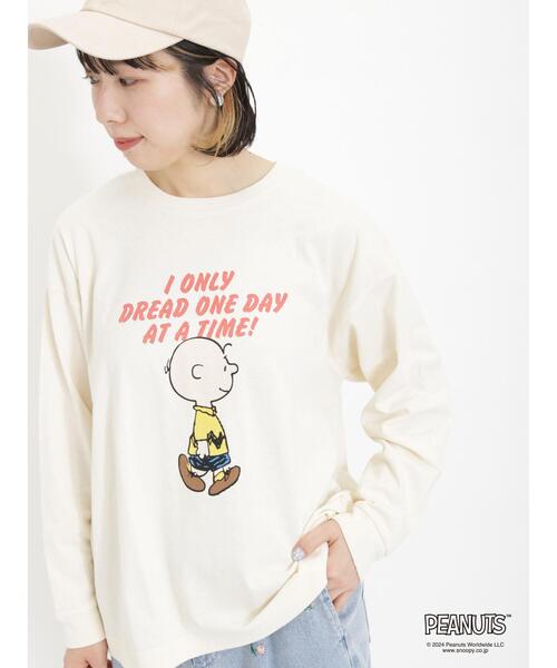 Samansa Mos2(サマンサ モスモス)の「【PEANUTS×SamansaMos2】プリントロンT(Tシャツ/カットソー・レディース・チャコールグレー/キナリ/オフホワイト・F)」の6枚目の写真