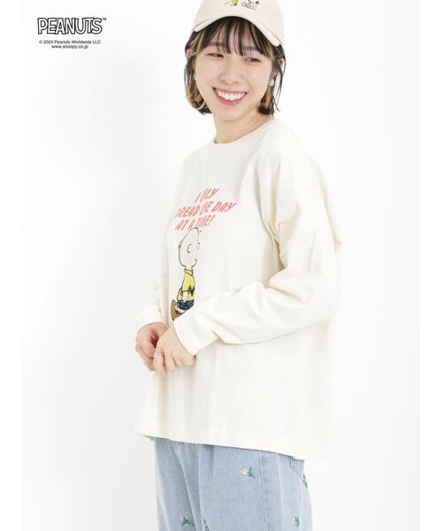 Samansa Mos2(サマンサ モスモス)の「【PEANUTS×SamansaMos2】プリントロンT(Tシャツ/カットソー・レディース・チャコールグレー/キナリ/オフホワイト・F)」の8枚目の写真