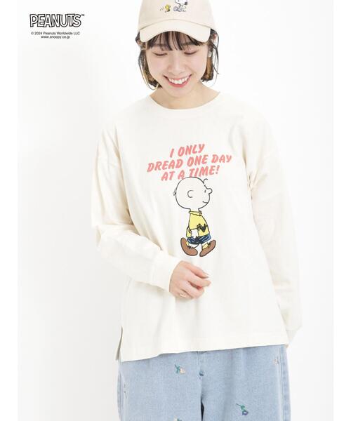 Samansa Mos2(サマンサ モスモス)の「【PEANUTS×SamansaMos2】プリントロンT(Tシャツ/カットソー・レディース・チャコールグレー/キナリ/オフホワイト・F)」の9枚目の写真