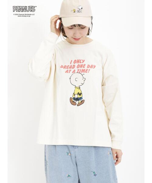 Samansa Mos2(サマンサ モスモス)の「【PEANUTS×SamansaMos2】プリントロンT(Tシャツ/カットソー・レディース・チャコールグレー/キナリ/オフホワイト・F)」の10枚目の写真
