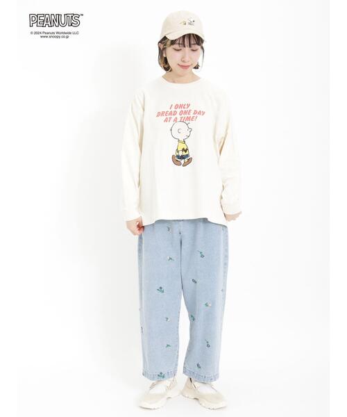 Samansa Mos2(サマンサ モスモス)の「【PEANUTS×SamansaMos2】プリントロンT(Tシャツ/カットソー・レディース・チャコールグレー/キナリ/オフホワイト・F)」の11枚目の写真