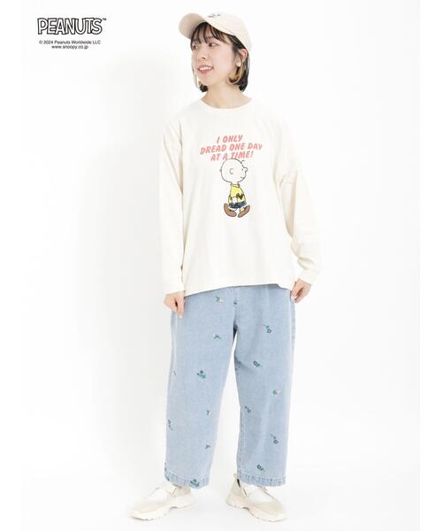 Samansa Mos2(サマンサ モスモス)の「【PEANUTS×SamansaMos2】プリントロンT(Tシャツ/カットソー・レディース・チャコールグレー/キナリ/オフホワイト・F)」の12枚目の写真