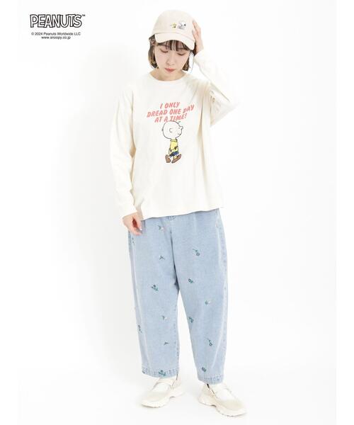 Samansa Mos2(サマンサ モスモス)の「【PEANUTS×SamansaMos2】プリントロンT(Tシャツ/カットソー・レディース・チャコールグレー/キナリ/オフホワイト・F)」の13枚目の写真