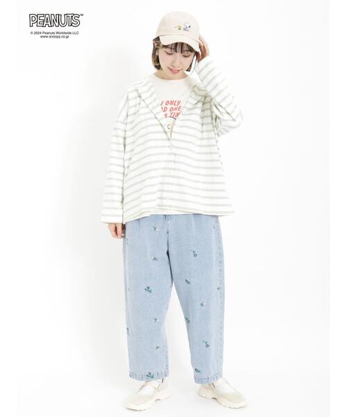 Samansa Mos2(サマンサ モスモス)の「【PEANUTS×SamansaMos2】プリントロンT(Tシャツ/カットソー・レディース・チャコールグレー/キナリ/オフホワイト・F)」の14枚目の写真