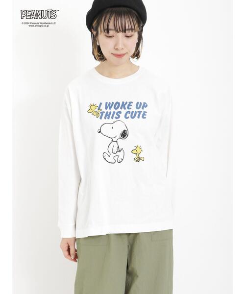 Samansa Mos2(サマンサ モスモス)の「【PEANUTS×SamansaMos2】プリントロンT(Tシャツ/カットソー・レディース・チャコールグレー/キナリ/オフホワイト・F)」の22枚目の写真