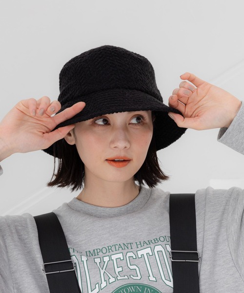 LAKOLE（ラコレ）の「柄パイルバケットハット / 104888（ハット・レディース・ホワイト/ブラック・FREE）」の2枚目の写真