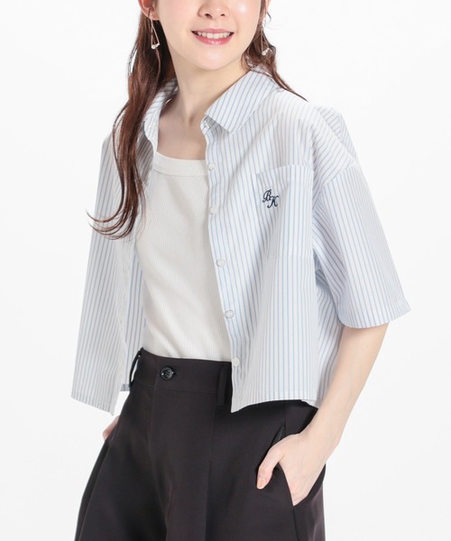 Honeys（ハニーズ）の「ショート丈シャツ（シャツ/ブラウス・レディース・サックスブルー/ホワイト系その他/ホワイト・LL/L/M/S/SS）」の2枚目の写真