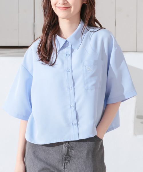 サックスブルー　シャツ　短丈 究極の半袖ボタンダウンシャツ （サックスブルー） -WWSワークウェア