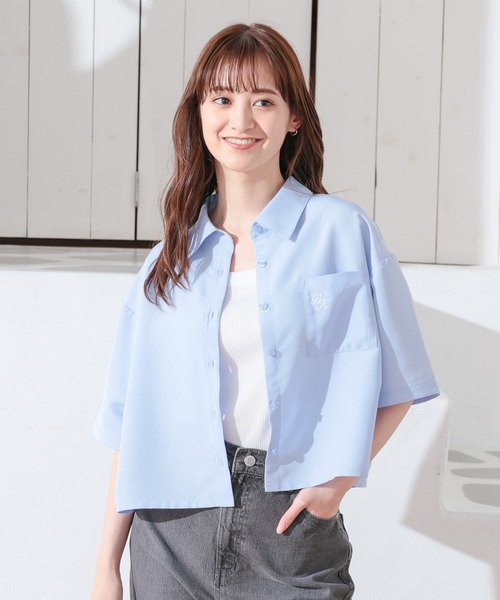 Honeys（ハニーズ）の「ショート丈シャツ（シャツ/ブラウス・レディース・サックスブルー/ホワイト系その他/ホワイト・LL/L/M/S/SS）」の7枚目の写真