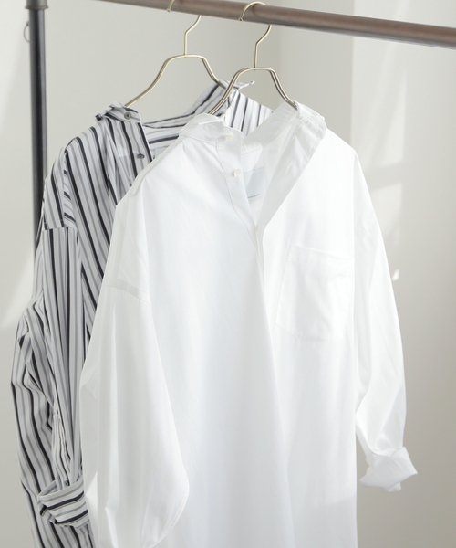 TICCA（ティッカ）の「【TICCA / ティッカ】 スクエアビッグシャツワンピース（シャツワンピース・レディース・ホワイト/ブラック系その他/ブルー・FREE）」の5枚目の写真