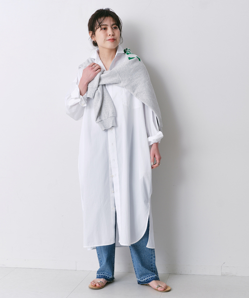 TICCA（ティッカ）の「【TICCA / ティッカ】 スクエアビッグシャツワンピース（シャツワンピース・レディース・ホワイト/ブラック系その他/ブルー・FREE）」の8枚目の写真