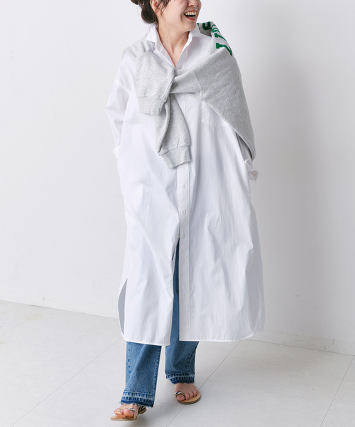 TICCA（ティッカ）の「【TICCA / ティッカ】 スクエアビッグシャツワンピース（シャツワンピース・レディース・ホワイト/ブラック系その他/ブルー・FREE）」の13枚目の写真