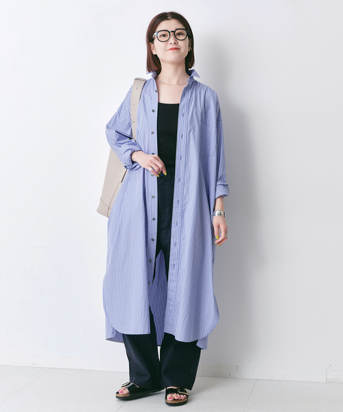 TICCA（ティッカ）の「【TICCA / ティッカ】 スクエアビッグシャツワンピース（シャツワンピース・レディース・ホワイト/ブラック系その他/ブルー・FREE）」の19枚目の写真