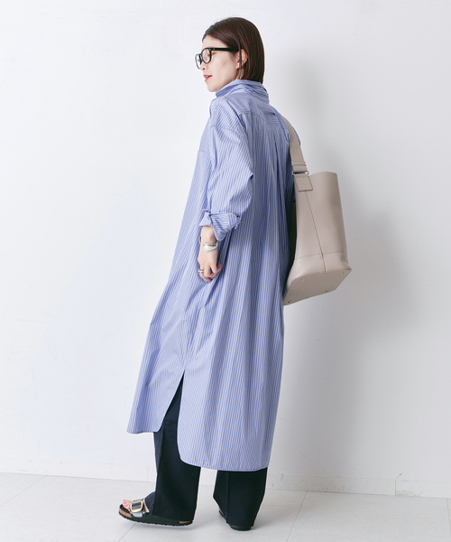 TICCA（ティッカ）の「【TICCA / ティッカ】 スクエアビッグシャツワンピース（シャツワンピース・レディース・ホワイト/ブラック系その他/ブルー・FREE）」の21枚目の写真