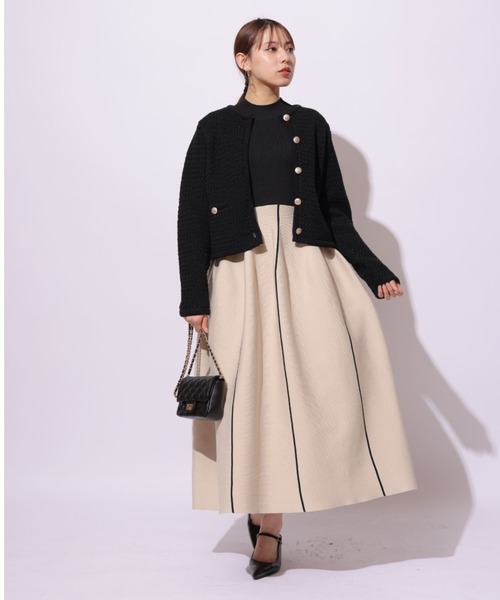 美品⭐︎マイストラーダ フレア ニット ワンピース ロングワンピース　38 Mystrada（マイストラーダ）の「フレアニットワンピース