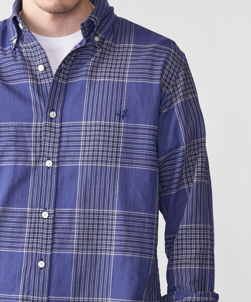 SHIPS(シップス)の「【WEB限定】SHIPS: MADE IN JAPAN ワンポイントロゴ チェックボタンダウンシャツ(シャツ/ブラウス・メンズ・ネイビー/グリーン/オレンジ・SMALL/MEDIUM/LARGE/X-LARGE)」の2枚目の写真