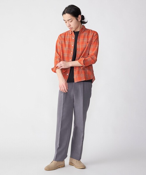 SHIPS(シップス)の「【WEB限定】SHIPS: MADE IN JAPAN ワンポイントロゴ チェックボタンダウンシャツ(シャツ/ブラウス・メンズ・ネイビー/グリーン/オレンジ・SMALL/MEDIUM/LARGE/X-LARGE)」の4枚目の写真