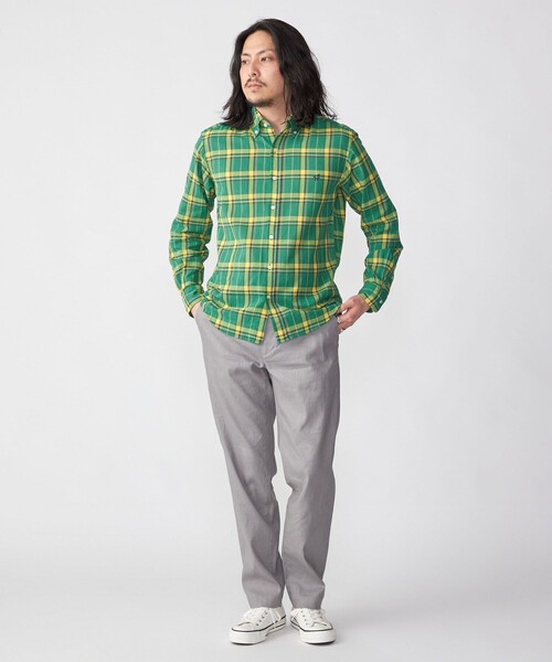 SHIPS(シップス)の「【WEB限定】SHIPS: MADE IN JAPAN ワンポイントロゴ チェックボタンダウンシャツ(シャツ/ブラウス・メンズ・ネイビー/グリーン/オレンジ・SMALL/MEDIUM/LARGE/X-LARGE)」の5枚目の写真