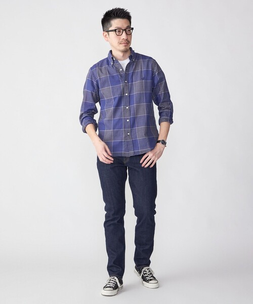 SHIPS(シップス)の「【WEB限定】SHIPS: MADE IN JAPAN ワンポイントロゴ チェックボタンダウンシャツ(シャツ/ブラウス・メンズ・ネイビー/グリーン/オレンジ・SMALL/MEDIUM/LARGE/X-LARGE)」の6枚目の写真