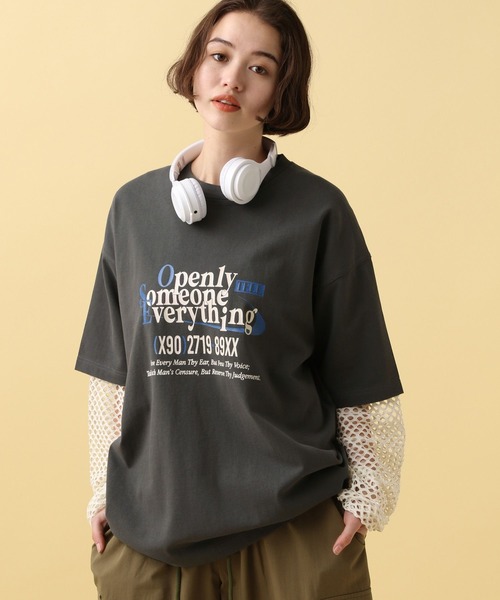 PBLIM(ページボーイリム)の「PBLIM/ショップロゴT(Tシャツ/カットソー・レディース・チャコールグレー/オフホワイト/イエロー/ネイビー・MEDIUM/LARGE)」の3枚目の写真