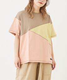 CUBE SUGAR（キューブシュガー）の「コットンカットソー配色パッチワークTシャツ（Tシャツ/カットソー）」