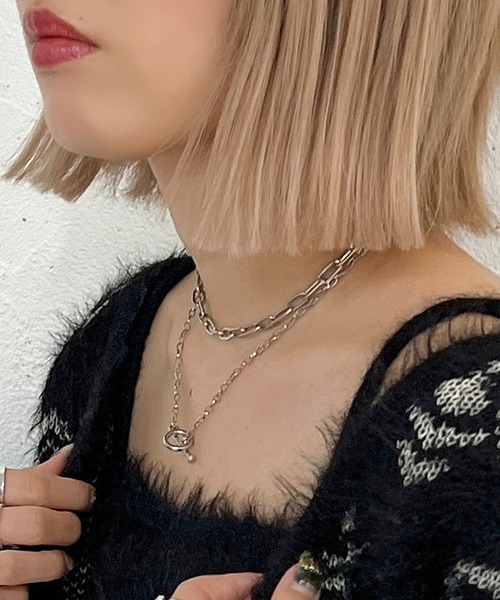 apres jour mignon(アプレジュールミニョン)の「【apresjour mignon×ARIAZ】2連チェーンネックレス(ネックレス・レディース・シルバー・ONESIZE)」の3枚目の写真