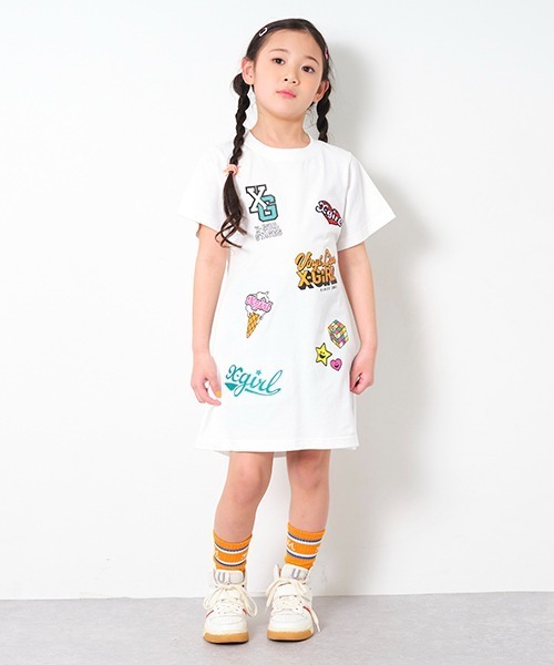 エックスガール ワンピース X-girl（エックスガール）の「PETAL LOGO STRIPED S/S TEE DRESS