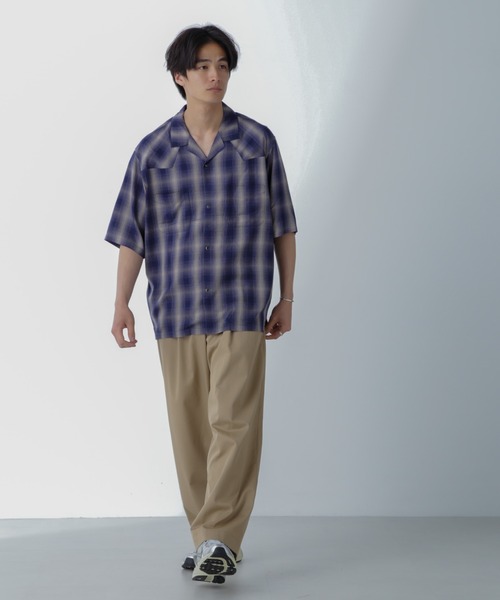 NANO universe（ナノユニバース）の「レーヨンオンブレチェックシャツ 半袖（シャツ/ブラウス・メンズ・グレー/ブルー/ブラック・S/M/L/XL）」の7枚目の写真