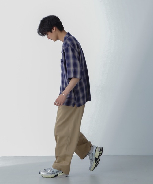 NANO universe（ナノユニバース）の「レーヨンオンブレチェックシャツ 半袖（シャツ/ブラウス・メンズ・グレー/ブルー/ブラック・S/M/L/XL）」の10枚目の写真