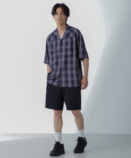 NANO universe（ナノユニバース）の「レーヨンオンブレチェックシャツ 半袖（シャツ/ブラウス・メンズ・グレー/ブルー/ブラック・S/M/L/XL）」の15枚目の写真