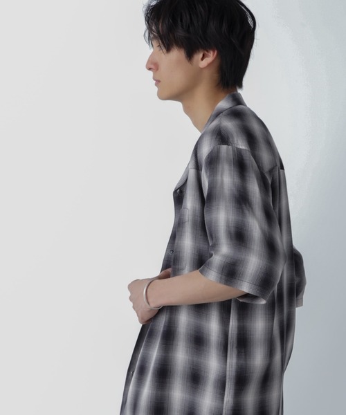 NANO universe（ナノユニバース）の「レーヨンオンブレチェックシャツ 半袖（シャツ/ブラウス・メンズ・グレー/ブルー/ブラック・S/M/L/XL）」の19枚目の写真